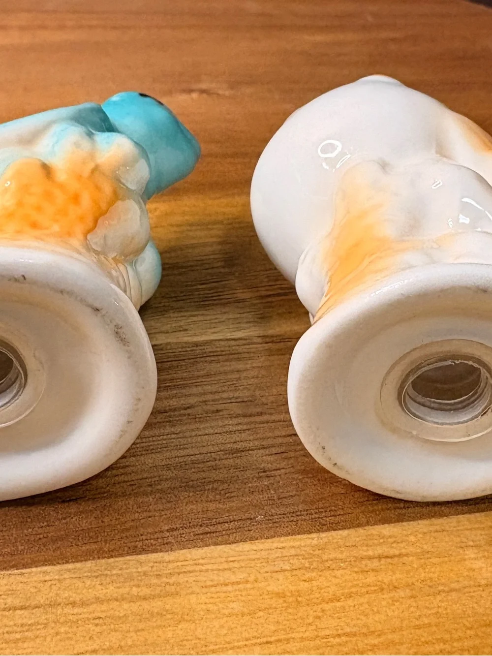 Cracker Barrel Turquoise and White Puffer Fish & SeaTurtle Salt & Pepper Shakers